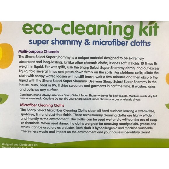 Eco-Cleaning Kit Super Shammy (Chamois) & Microfiber Cloths, 8-Piece Set, New - Picture 3 of 6